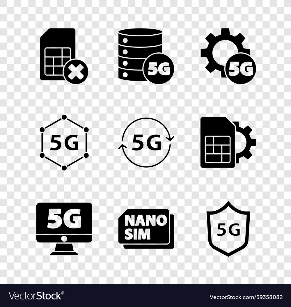 Set sim card rejected server 5g network setting vector image Set sim card rejected server 5g network setting