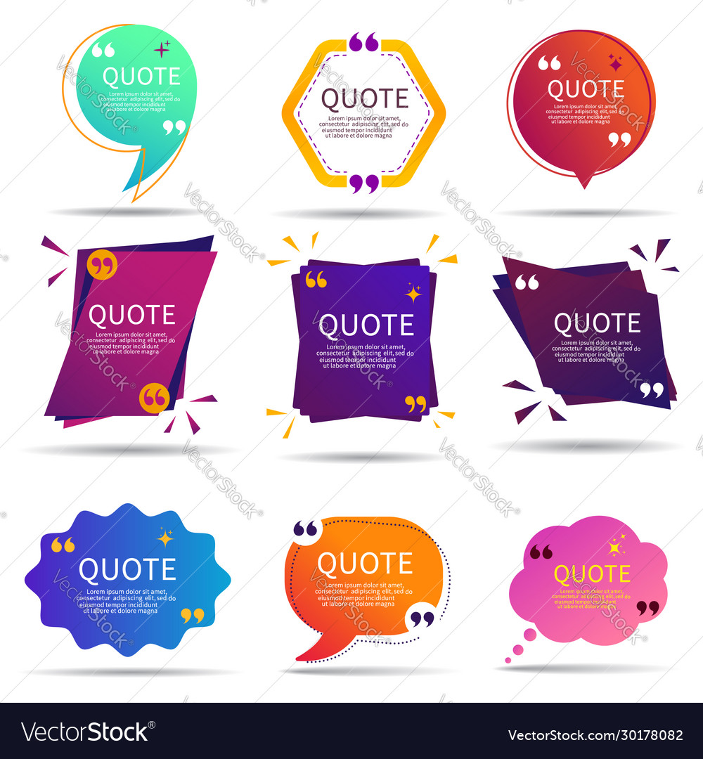Set speech quote text box gradient color vector image Set speech quote text box gradient color