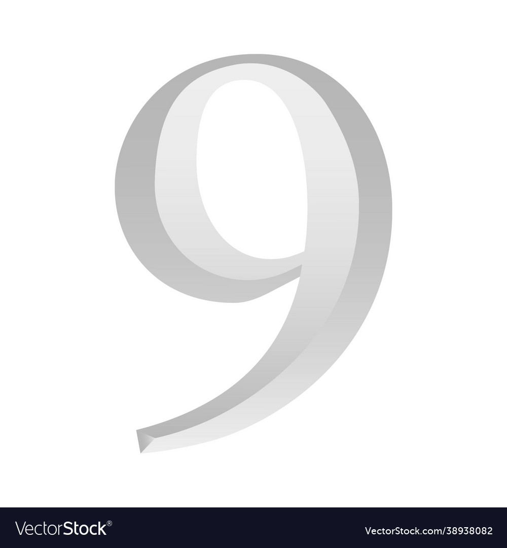 Silver number nine with gradient vector image Silver number nine with gradient