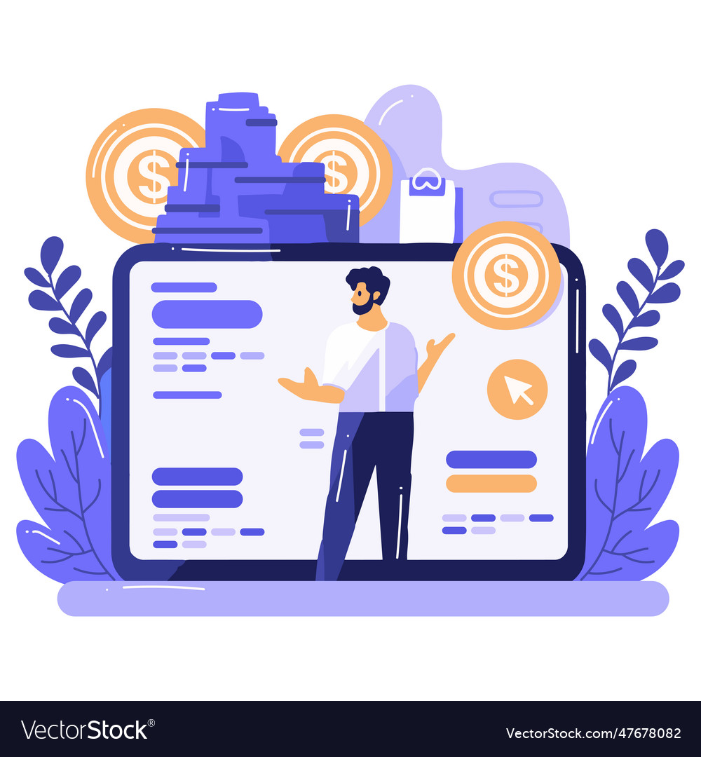 Smartphone and business in ux ui flat style vector image Smartphone and business in ux ui flat style