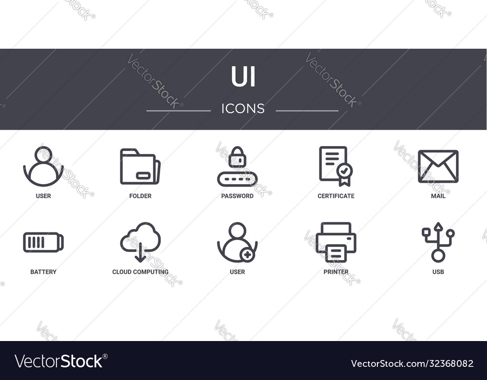 Ui concept line icons set contains usable vector image Ui concept line icons set contains usable