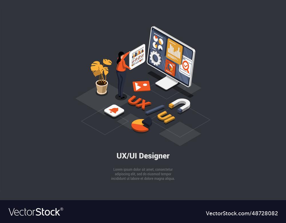 Ux ui design digital arts typeface icons vector image Ux ui design digital arts typeface icons