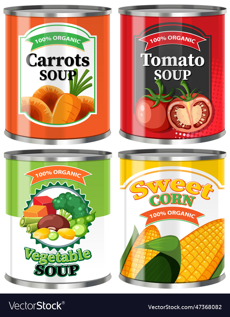 Vegetable soup food cans collection