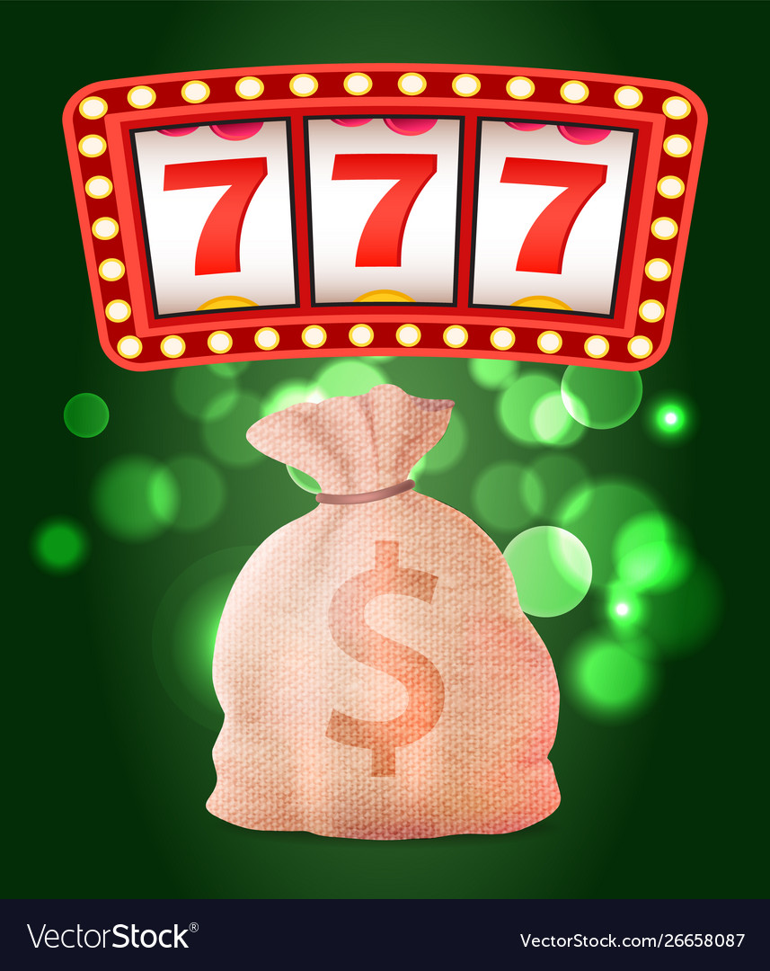 Casino club slot or fruit machine and money sack vector image Casino club slot or fruit machine and money sack