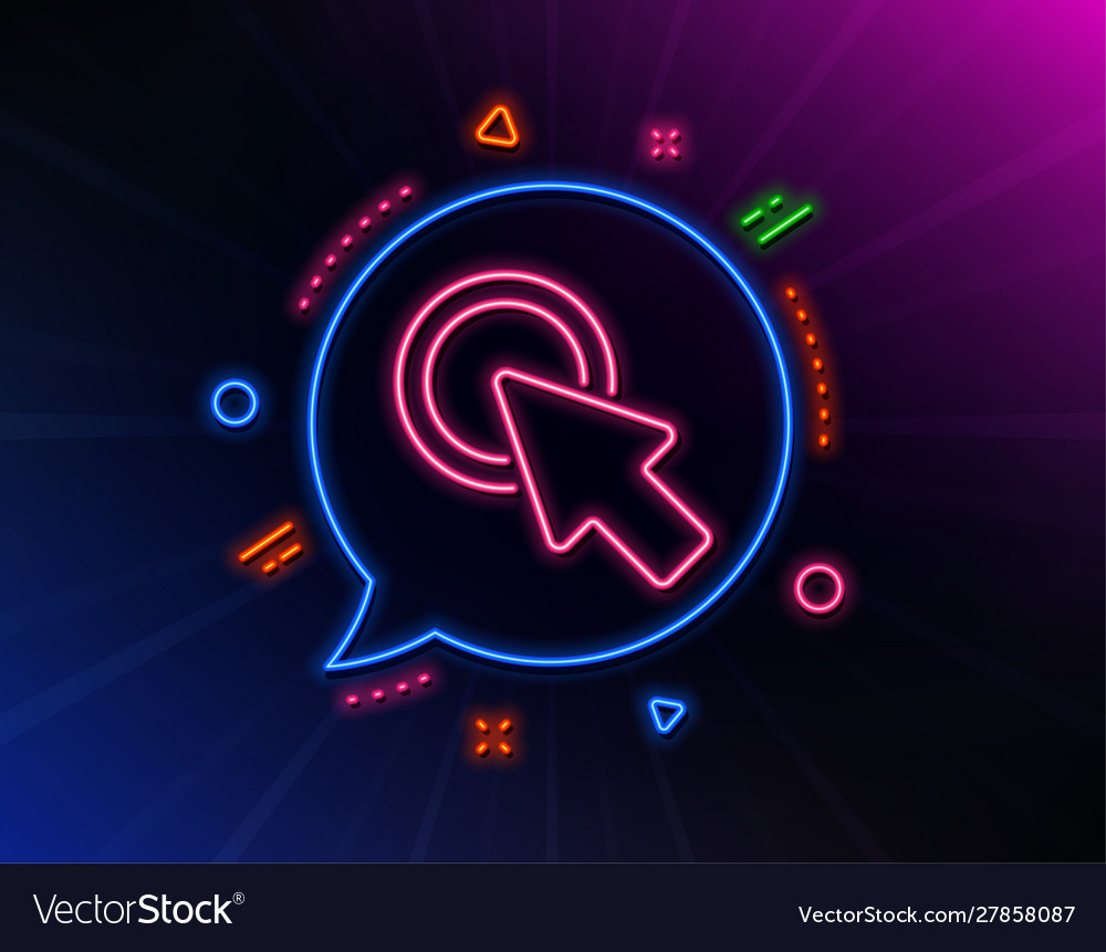 Click here line icon push button sign