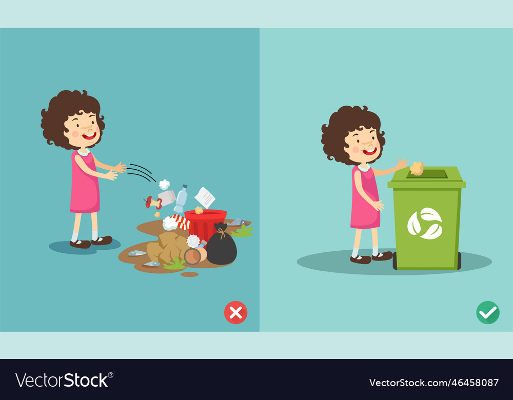 Do not throw littering on the floorwrong and right