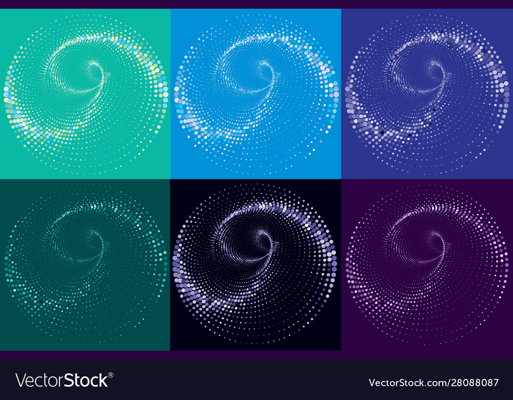 Dotted halftone spiral pattern or texture set