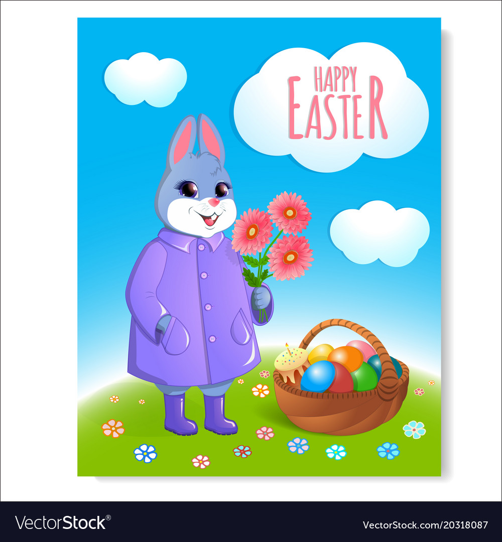 Easter bunny poster with basket-05