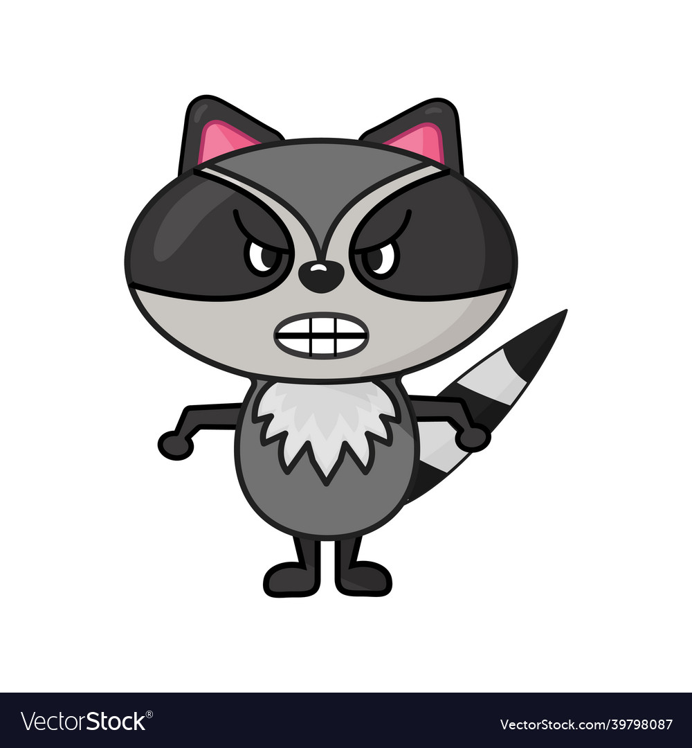 Flache Stil lustige wütende Waschbären Charakter Design vector image Flache Stil lustige wütende Waschbären Charakter Design