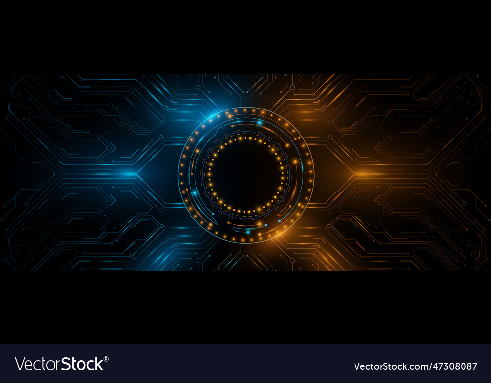 Futuristic cpu panel with glowing hud circle sci