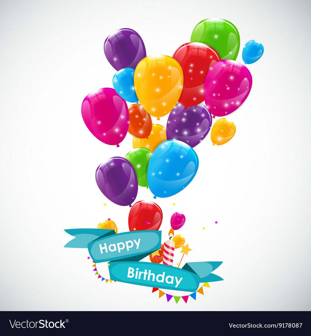 Happy birthday card template with balloons Vector Image