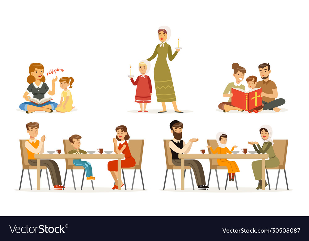 happy-families-different-religions-collection-vector-image