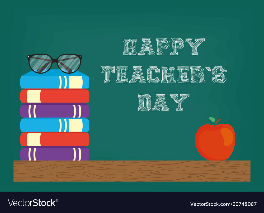 Happy teachers day celebration with chalkboard Vector Image