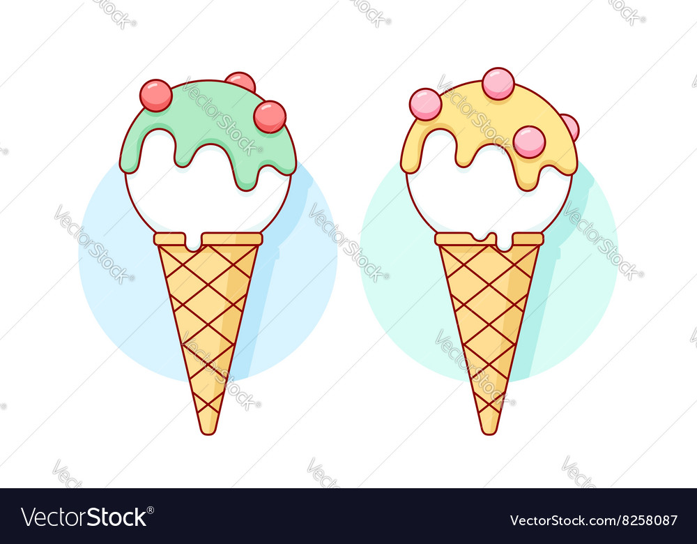Icon white ice cream scoop in cones different Vector Image