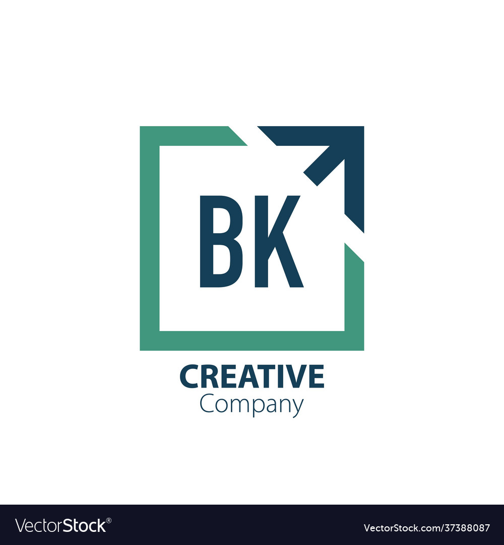 Initial letter bk creative out box logo design