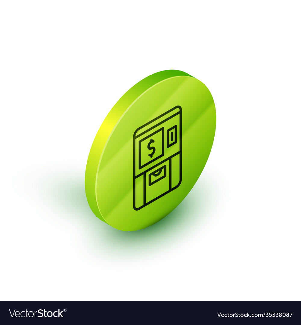 Isometric line atm - automated teller machine vector image Isometric line atm - automated teller machine
