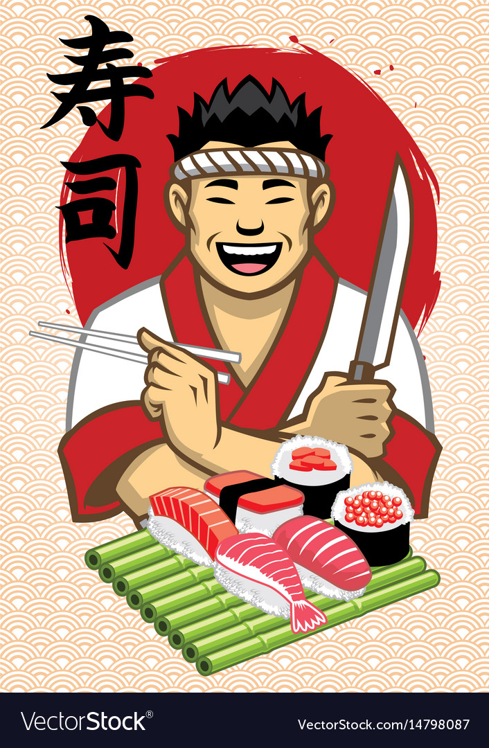 japanese chef presenting a