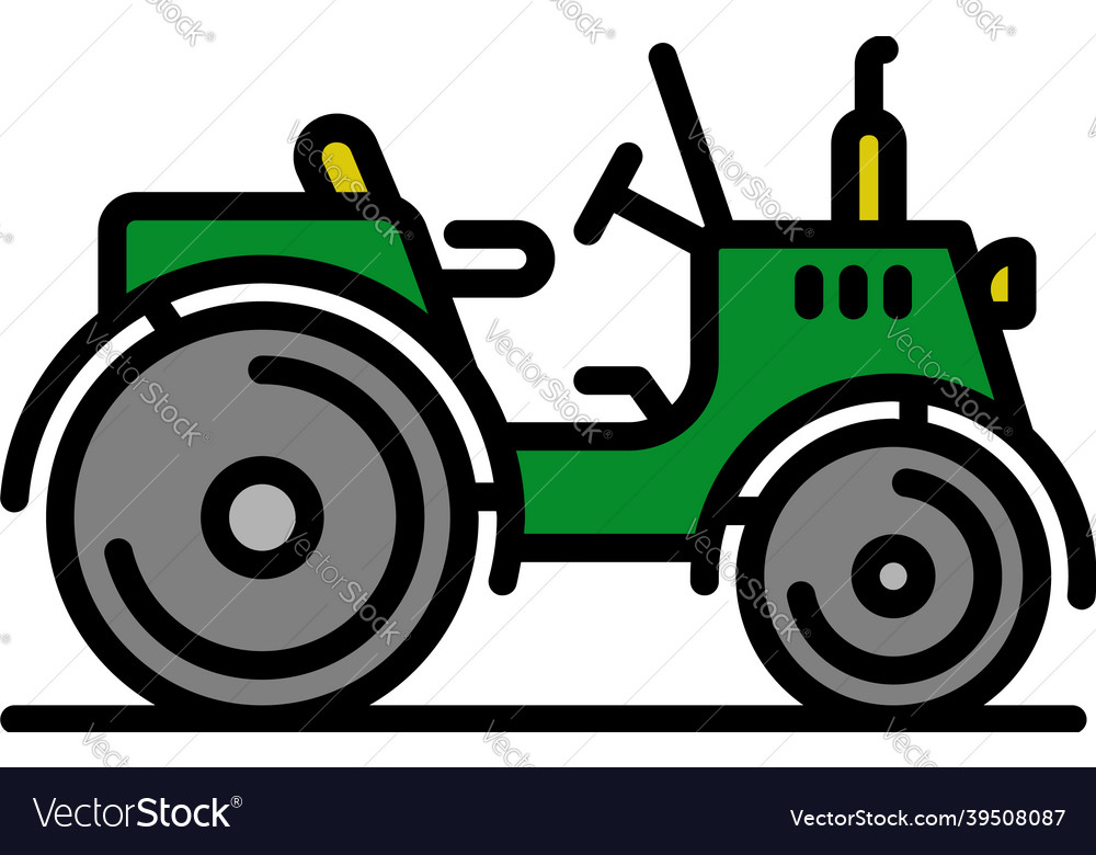 Old farm tractor icon color outline Royalty Free Vector