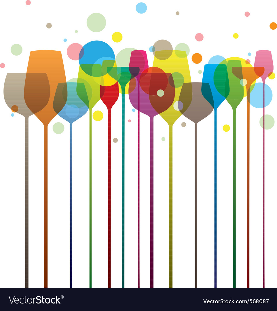 A vibrant and colorful illustration of various party glasses, perfect for adding a fun and festive touch to any celebration. The glasses come in a variety of shapes and sizes, showcasing a playful and lighthearted design.
