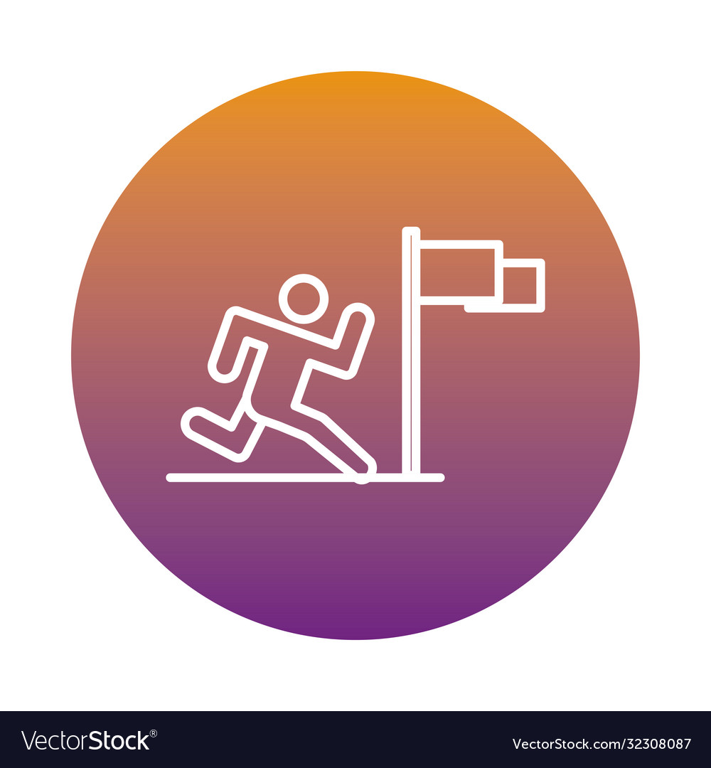 Runner avatar figure with flag block style icon