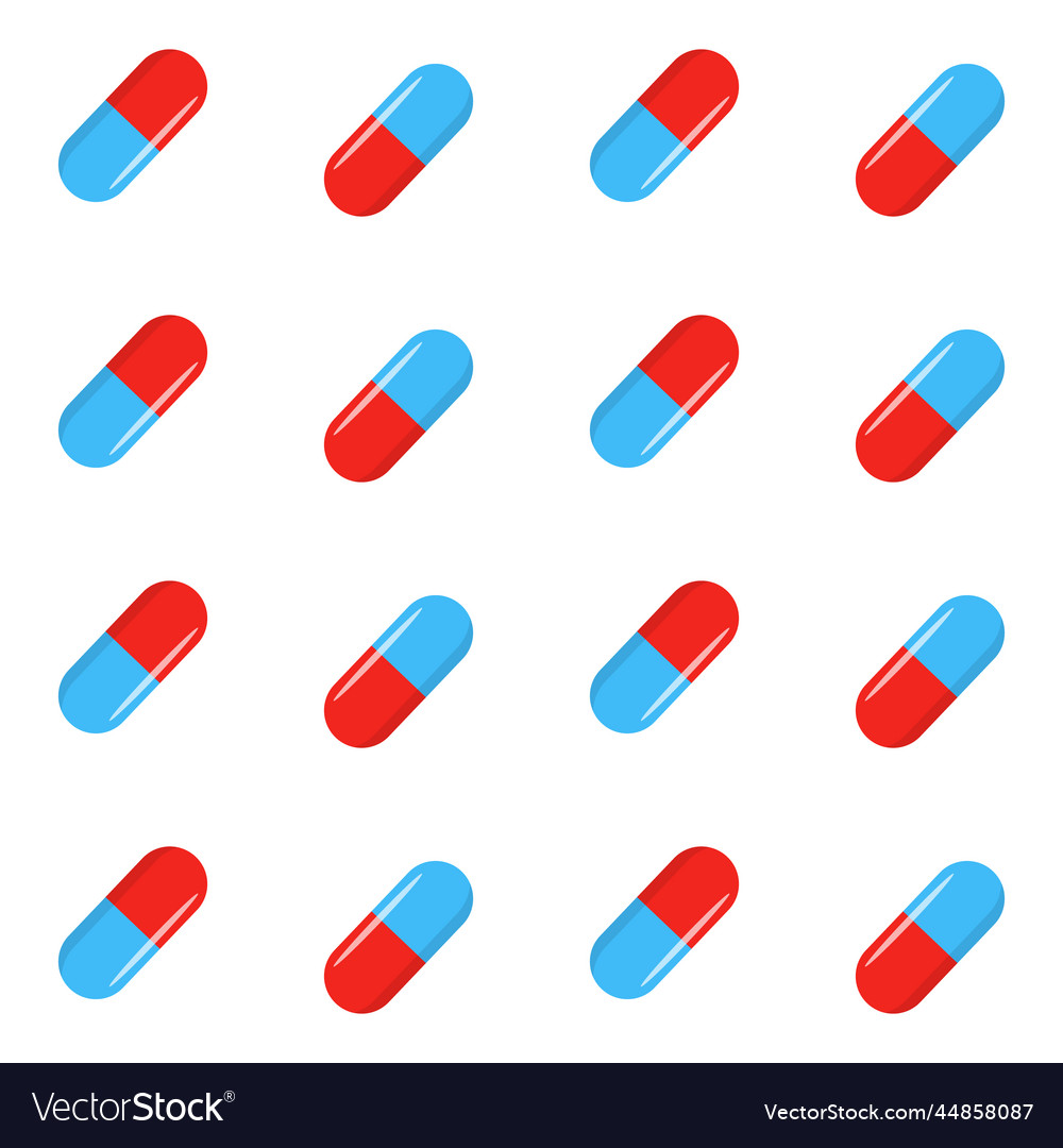 Seamless pattern with pills and capsules vector image Seamless pattern with pills and capsules