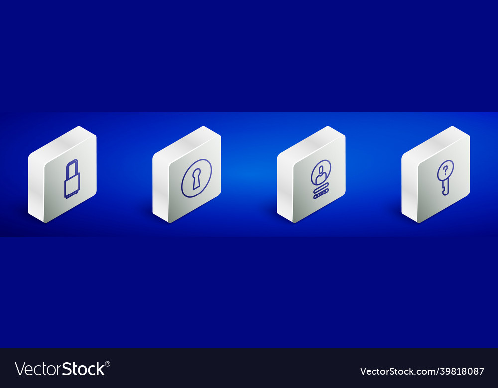 Set isometric line lock keyhole create account