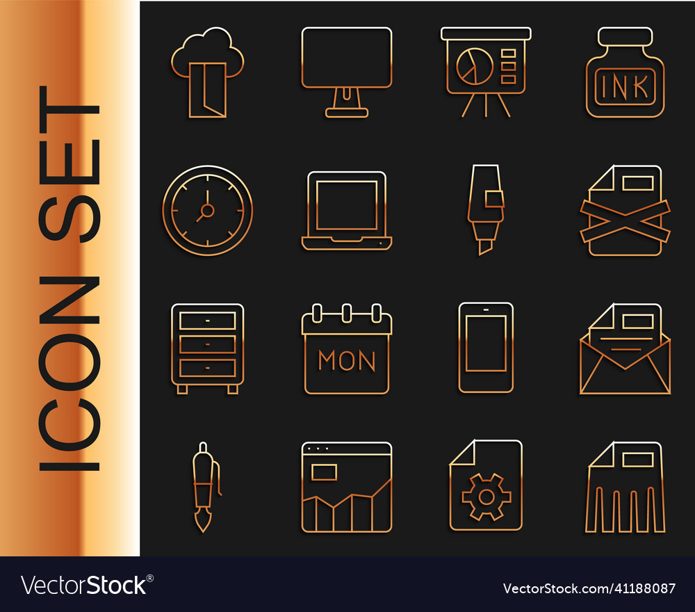 Set line paper shredder mail and e-mail delete vector image Set line paper shredder mail and e-mail delete