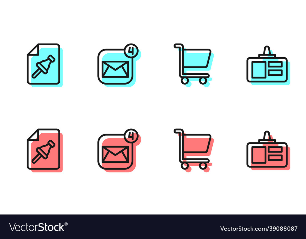 Set line shopping cart note paper with push