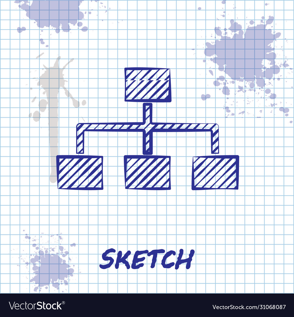 Sketch line business hierarchy organogram chart vector image Sketch line business hierarchy organogram chart