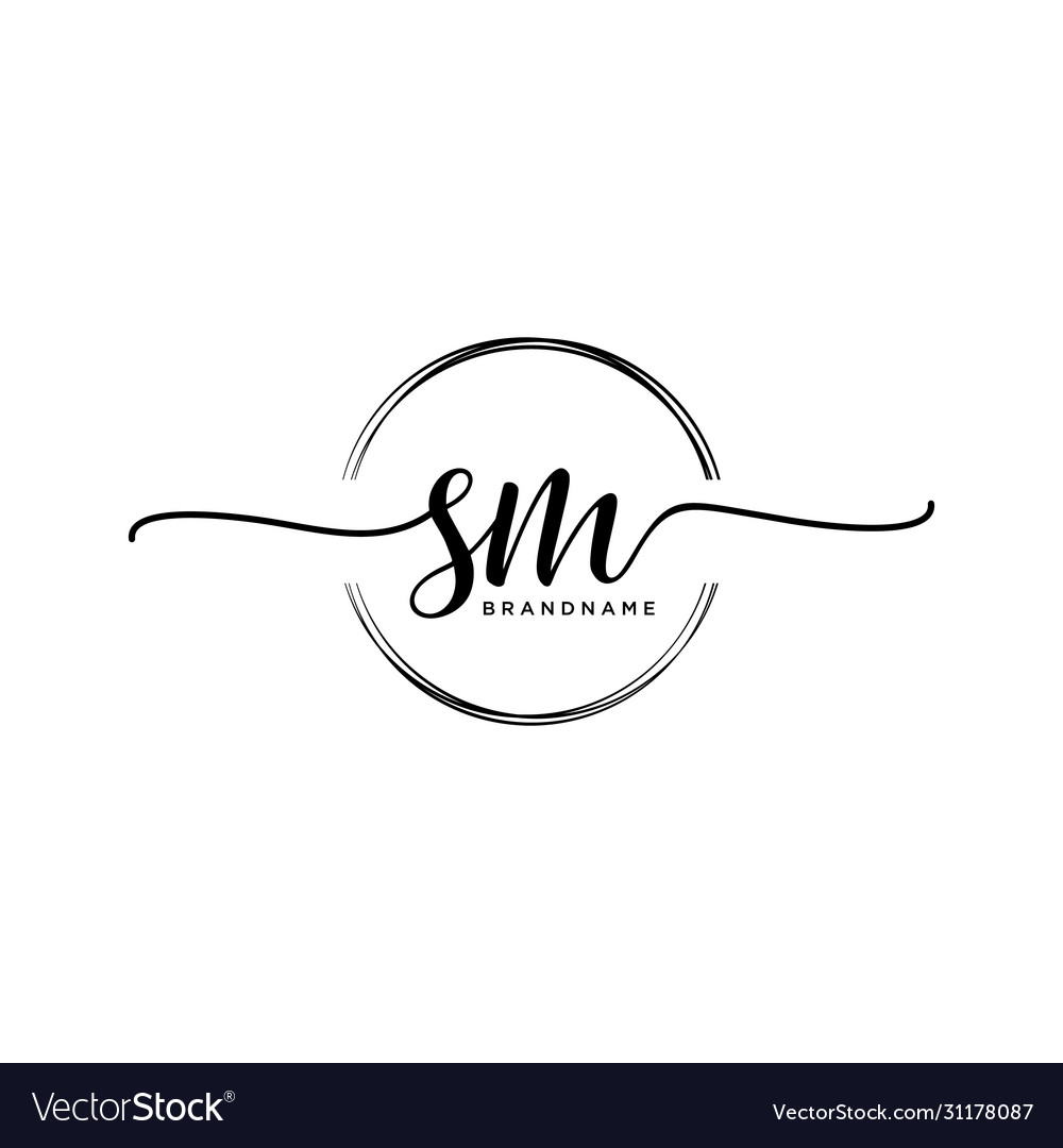 Sm initial handwriting logo with circle template