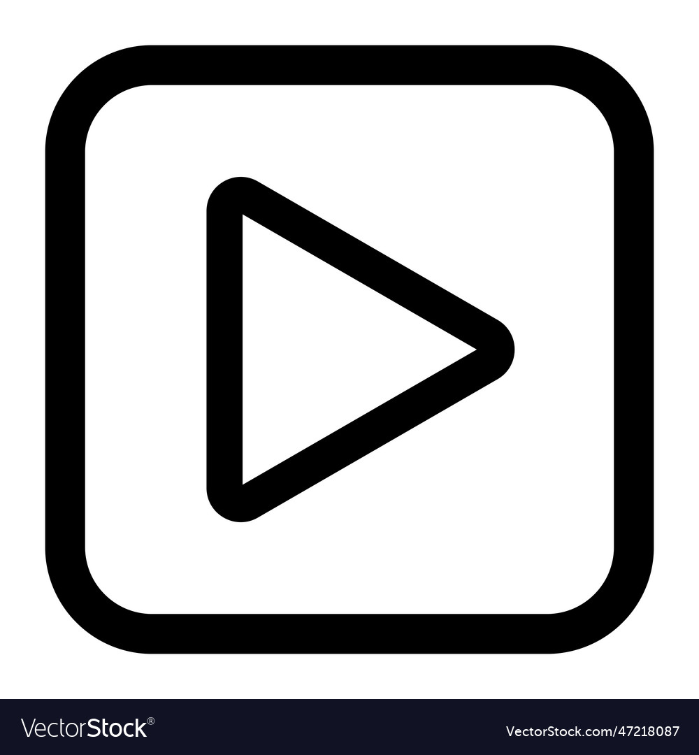 Square play button icon in line style vector image Square play button icon in line style
