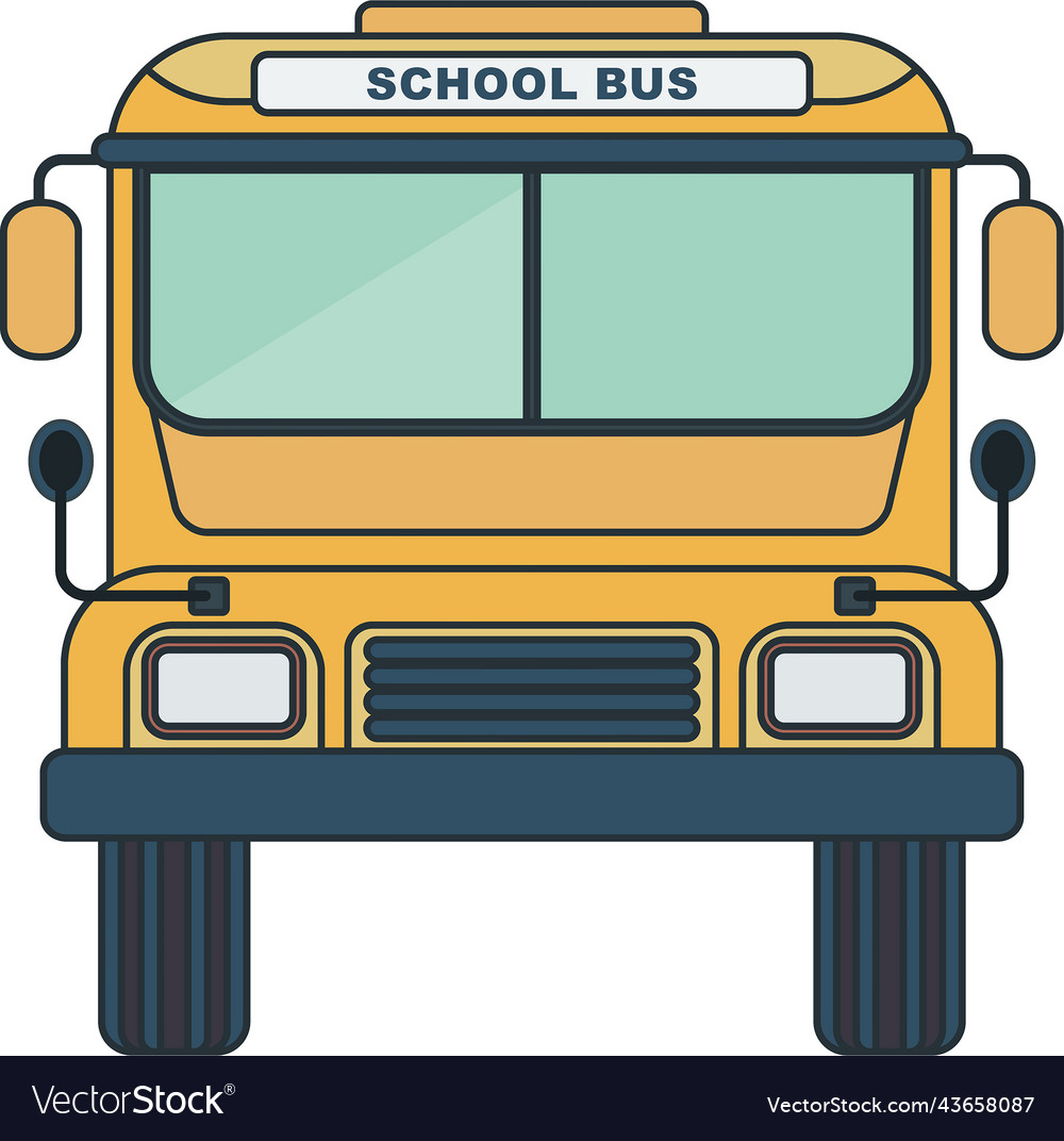 Yellow school bus front view transporting vector image Yellow school bus front view transporting