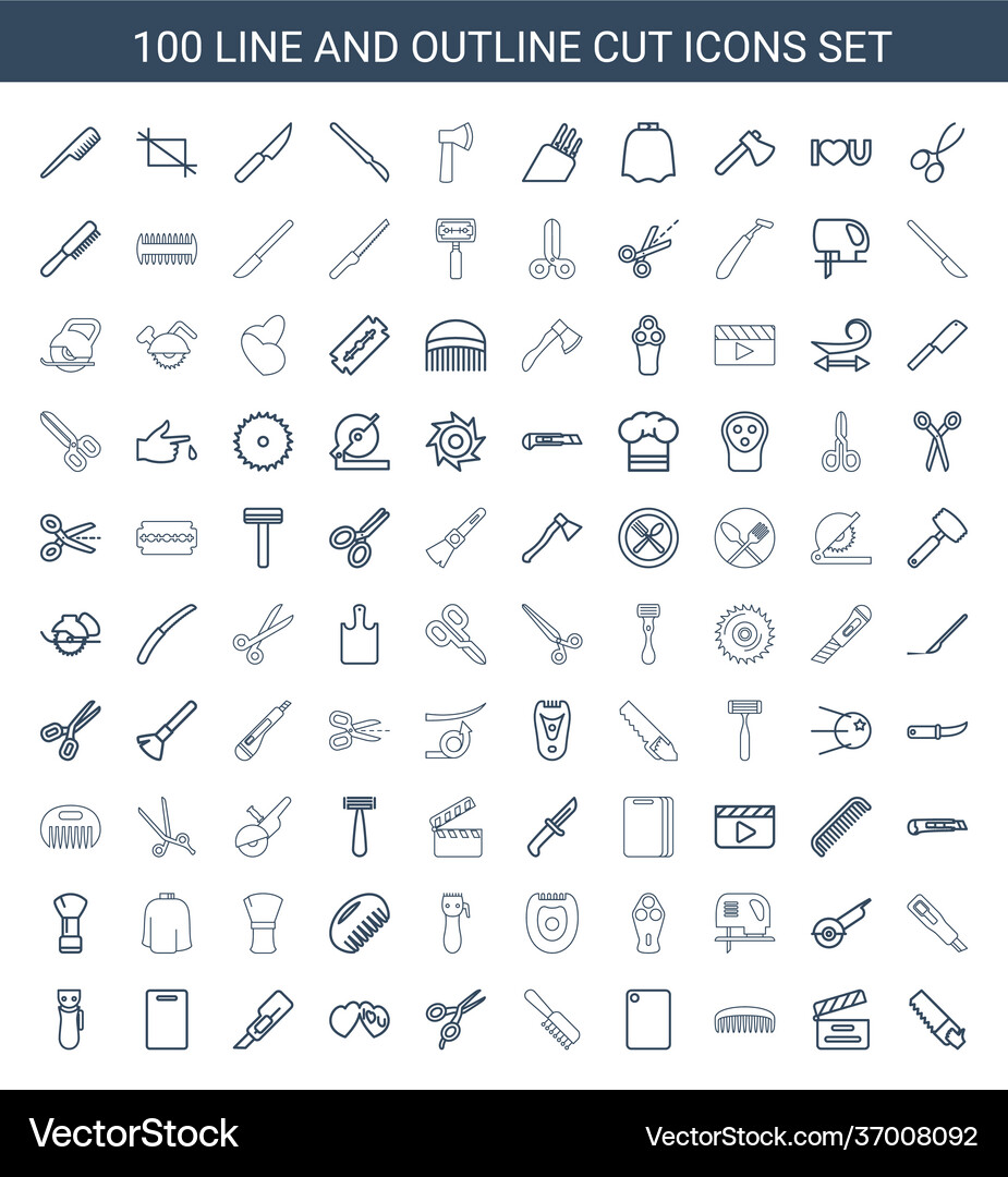 100 cut icons Royalty Free Vector Image - VectorStock