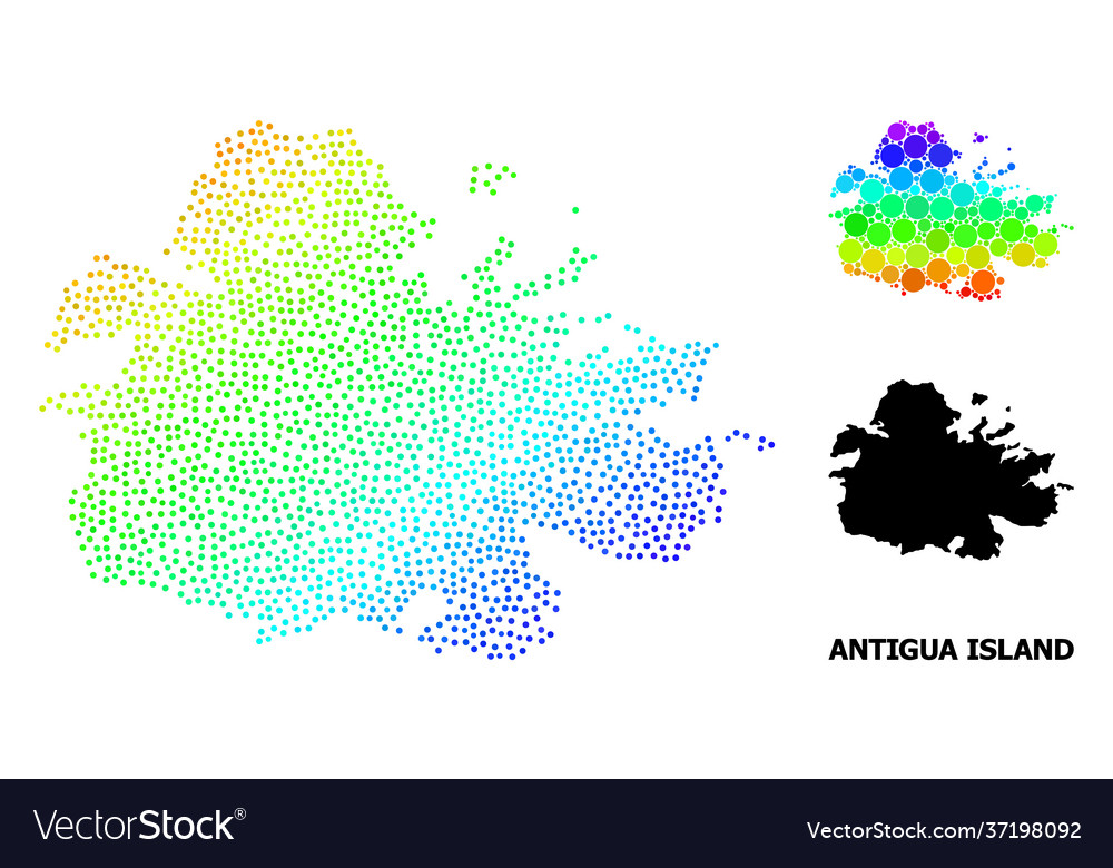 2d polygonale Karte antigua Insel mit roten Sternen