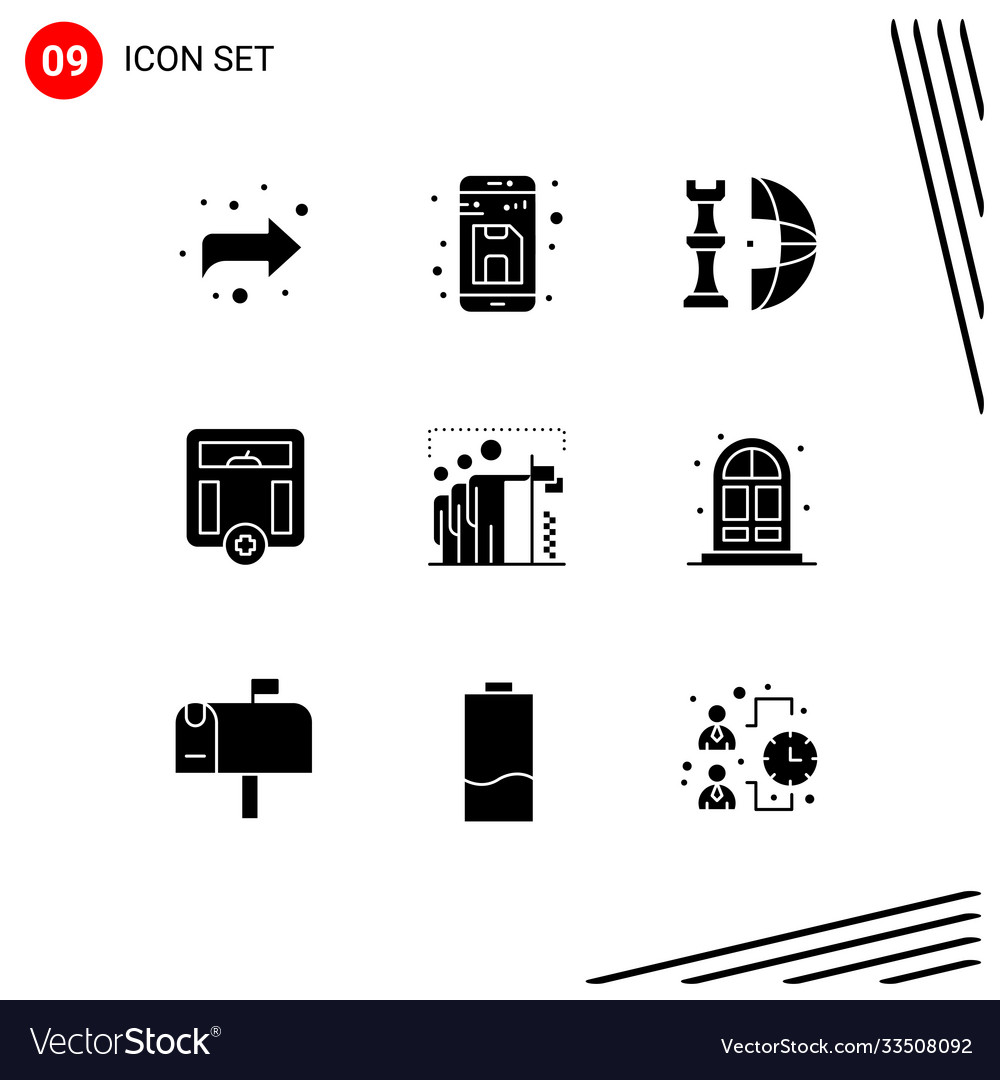 9 universal solid glyphs set for web and mobile