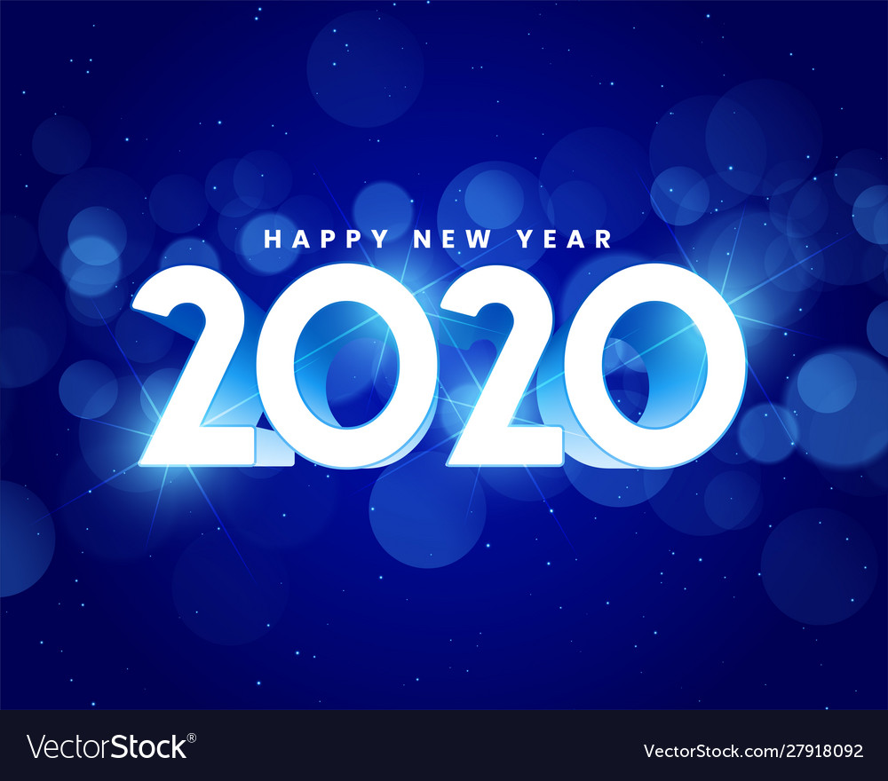 Blue shiny 2020 happy new year background design