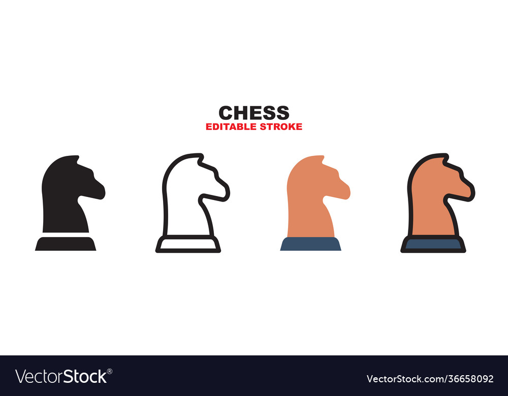 Chess icon set with different styles editable