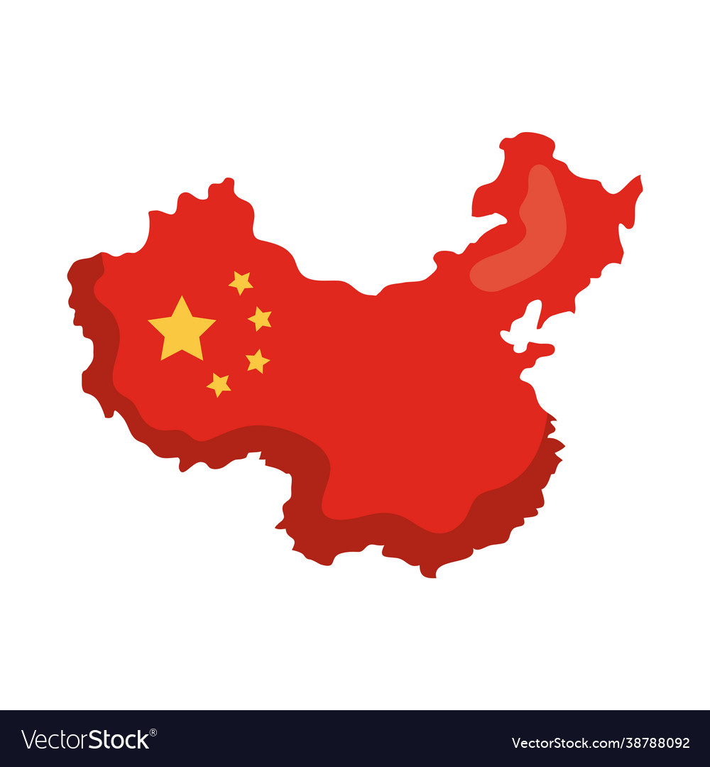 China flag in map Royalty Free Vector Image - VectorStock