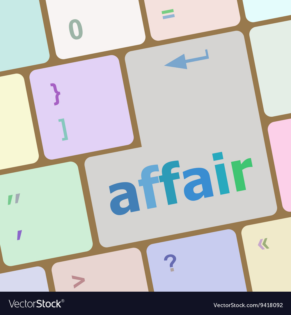 Computer keyboard keys affair word