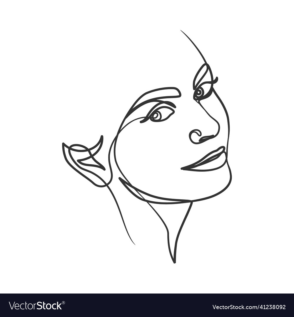 Continuous Line Drawing Of Woman Face One Line Vector Image 5685