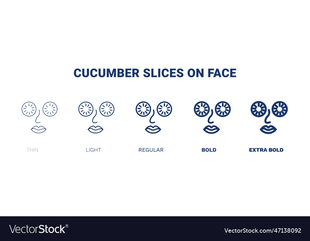 Cucumber slices on face icon thin light regular vector image Cucumber slices on face icon thin light regular