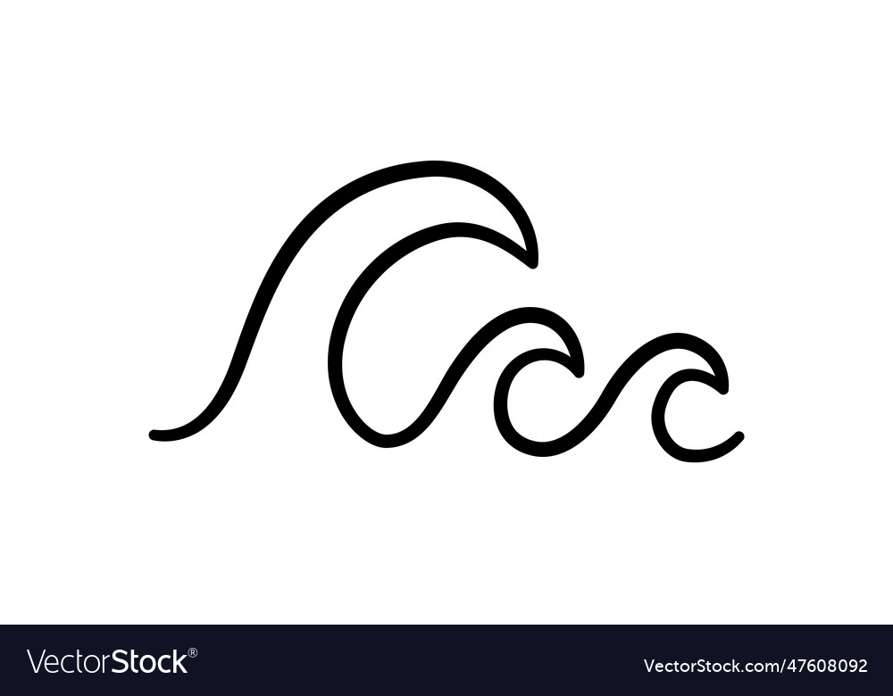 Doodle sea wave icon hand drawn simple wavy line Vector Image