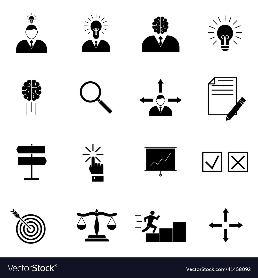 Find solution icon set simple of 16