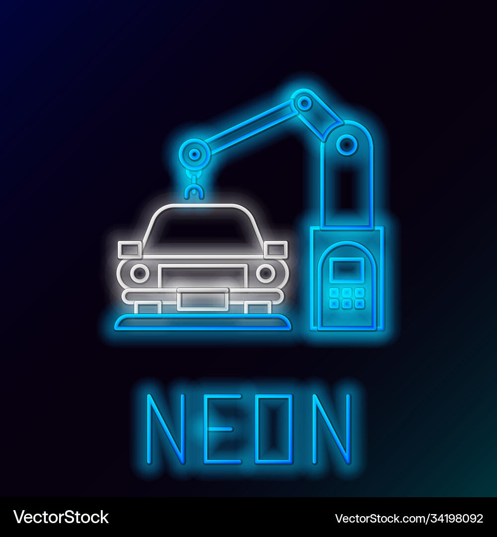 Glowing neon line industrial machine robotic robot