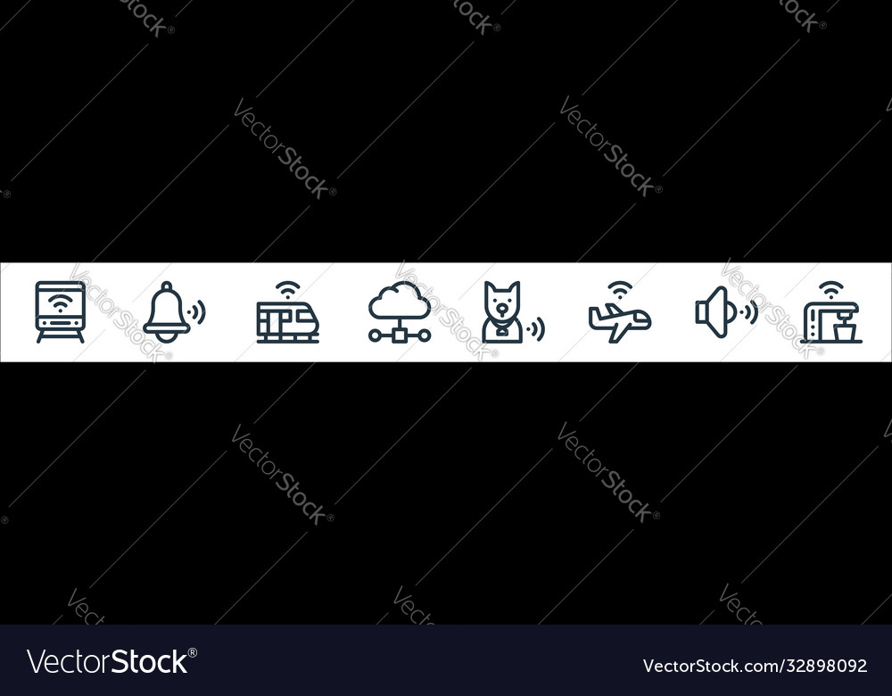 Internet things line icons linear set quality vector image Internet things line icons linear set quality