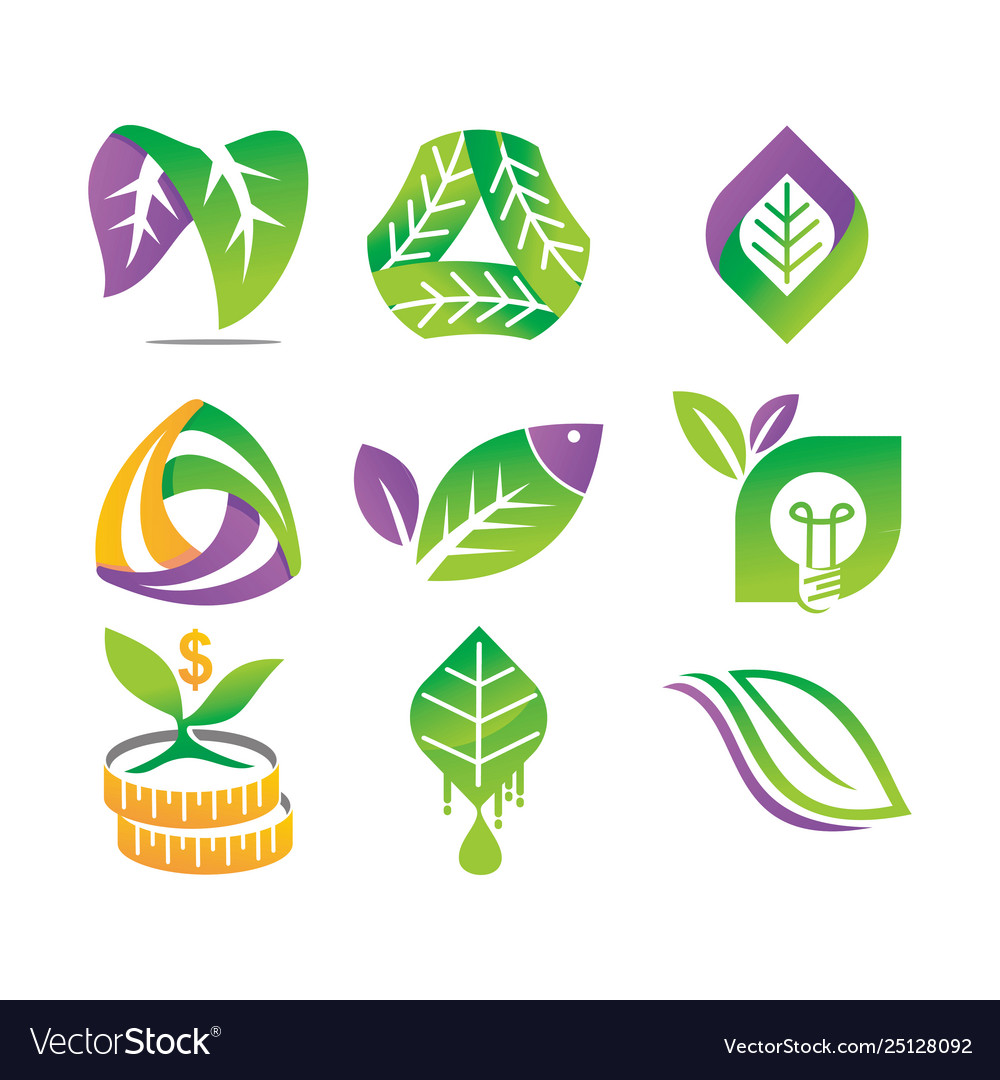 Leaf logo design template set Royalty Free Vector Image