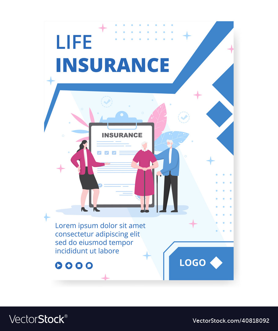 Life Insurance Poster Template Flat Design Vector Image