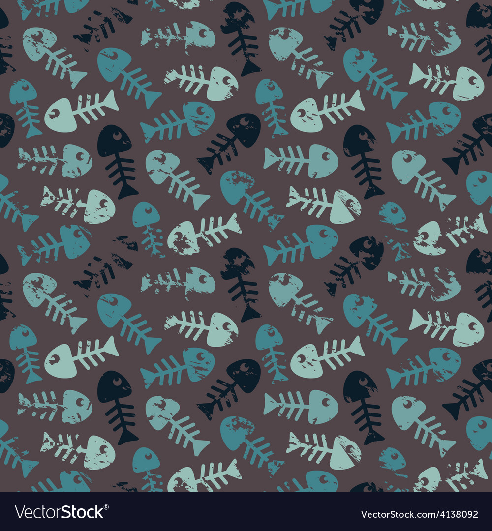 Pattern with fish on a dark background