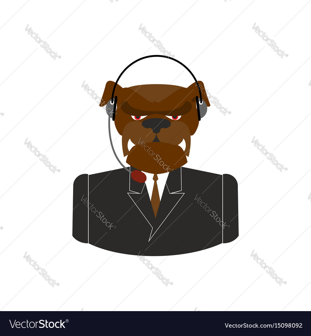 Pet call center dog with headset bulldog feedback Vector Image Pet call center dog with headset bulldog feedback Vector Image