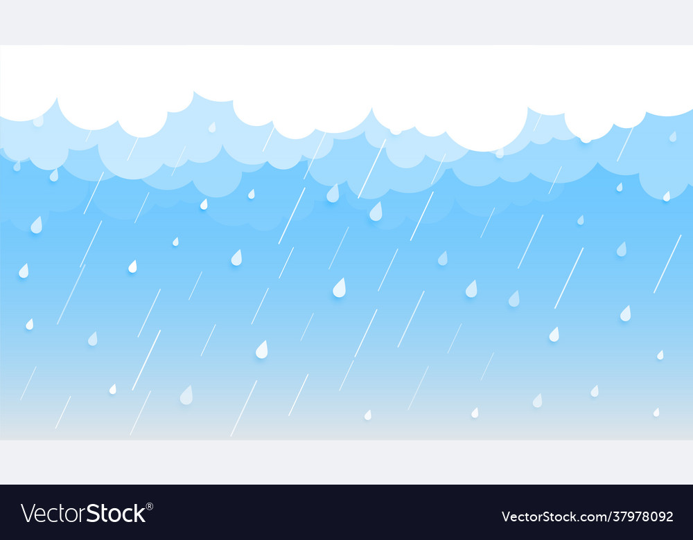 Rainfall background with clouds and droplets